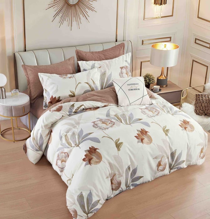 Lenjerie de pat dublu, Bumbac finet, 6 Piese, Jojo Home C219