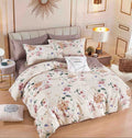 Lenjerie de pat dublu, Bumbac finet, 6 Piese, Jojo Home Crem C150