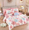 Lenjerie de pat dublu, Bumbac finet, 6 Piese, Jojo Home Roz C208