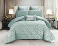 Lenjerie de Pat Dublu, Model Jacquard, 7 Piese, Cearceaf cu Elastic, Jojo Home C301
