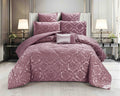 Lenjerie de Pat Dublu, Model Jacquard, 7 Piese, Cearceaf cu Elastic, Jojo Home C302