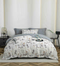 Lenjerie de Pat Dublu, Model Lux, Cutie Cadou, 6 Piese, Cearceaf cu Elastic, Bumbac Finet C535