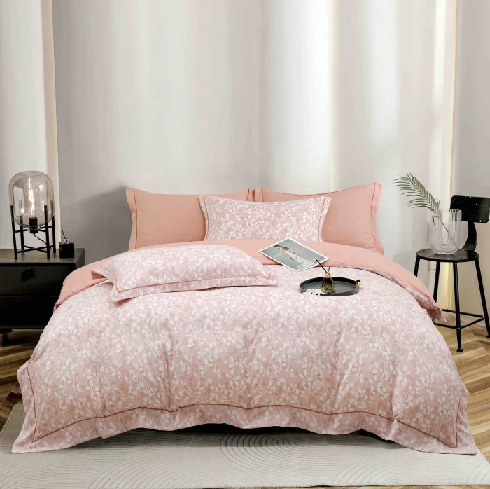 Lenjerie de Pat Dublu, Model Lux, Cutie Cadou, 6 Piese, Cearceaf cu Elastic, Bumbac Finet DH035
