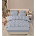 Lenjerie de Pat Premium , dou? persoane , 6 Piese ,Bumbac Finet , cearceaf de pat 180x200 cu ELASTIC, Pliuri Brodate , Gri deschis C1102
