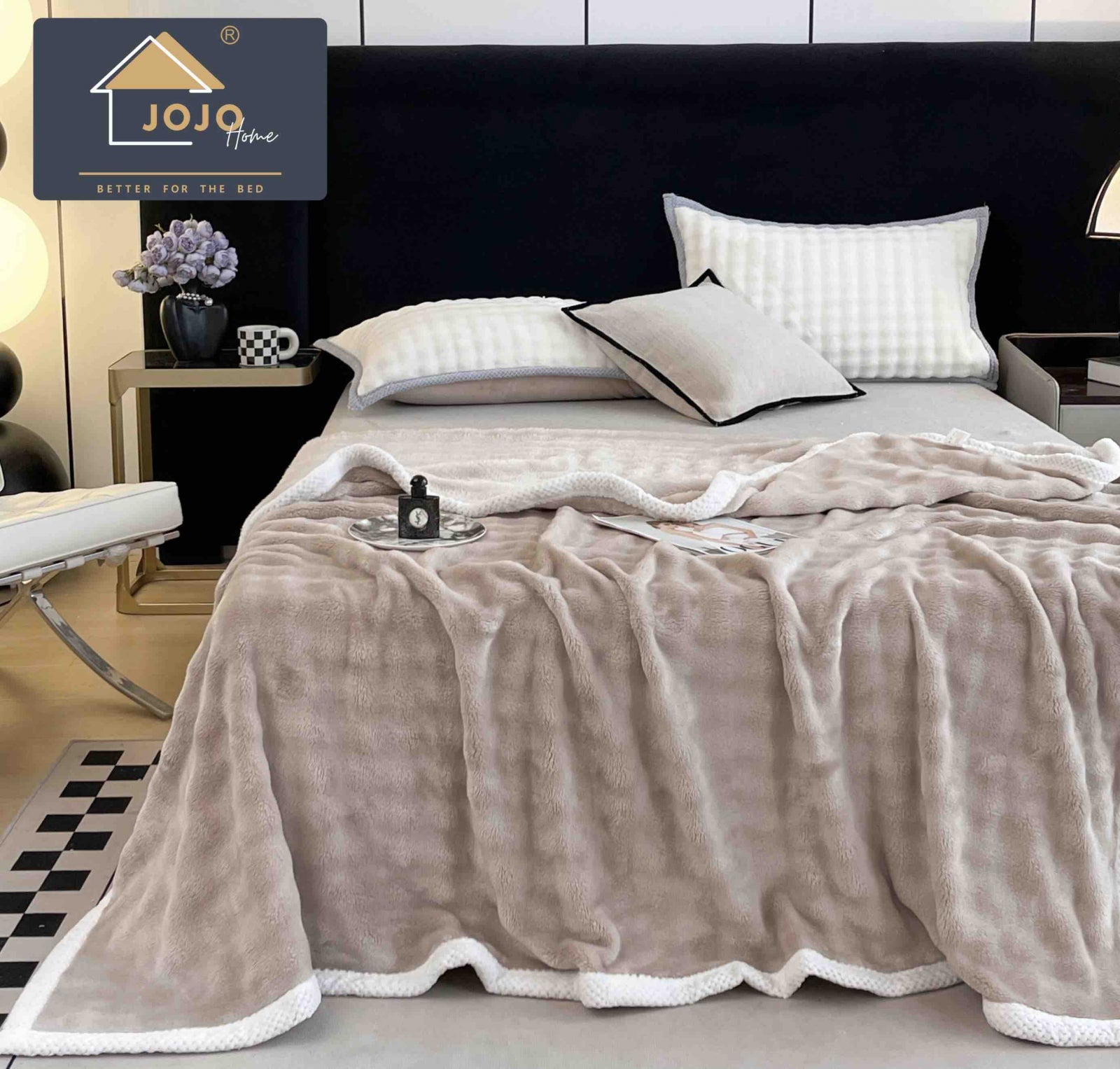 Patura Dubla cu Blanita, Model Plusat, Super Moale, Bej C610
