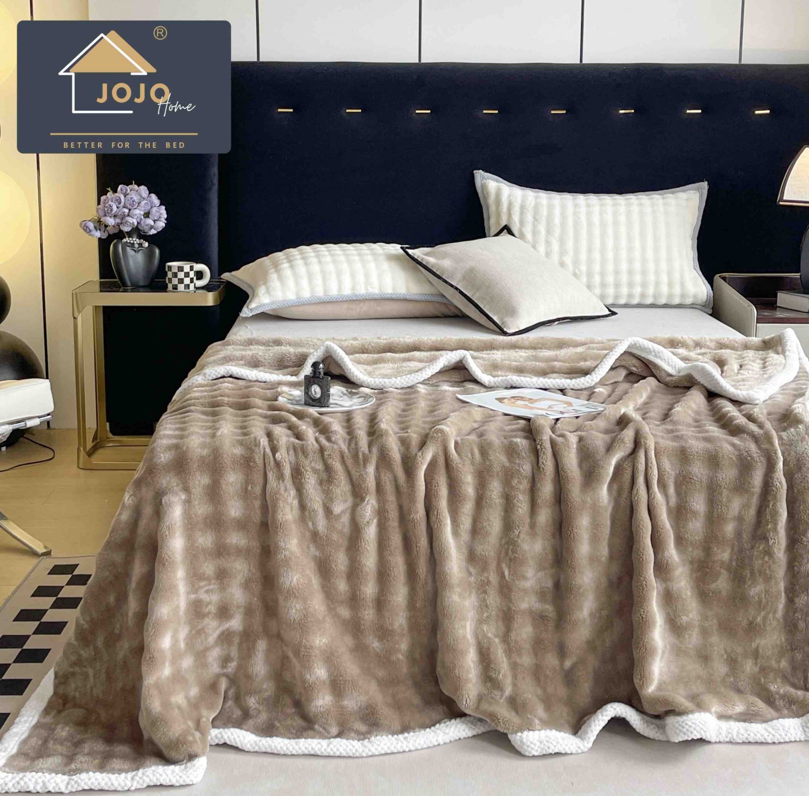 Patura Dubla cu Blanita, Model Plusat, Super Moale, Maro C607