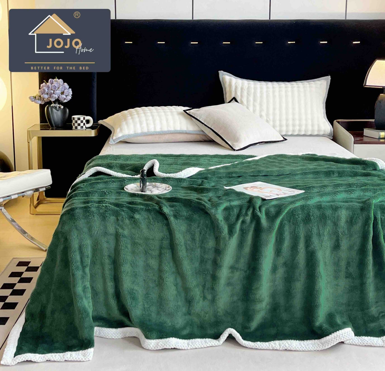Patura Dubla cu Blanita, Model Plusat, Super Moale, Verde C609