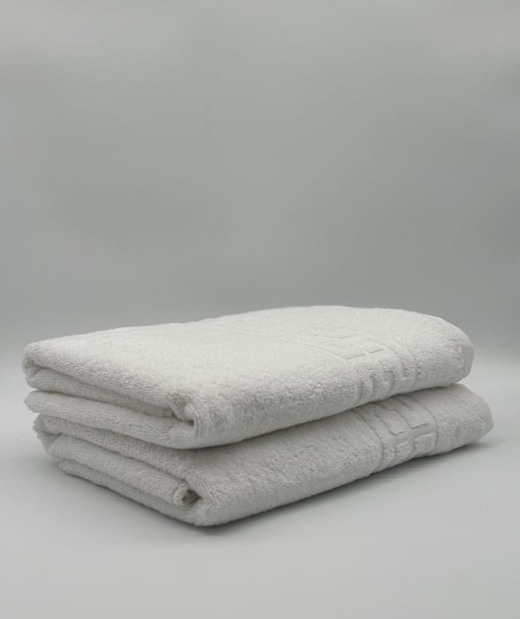 Set 2 Prosoape Bumbac 500 gr/mp, 70x130 cm, Dunga Greceasca, Alb C1192