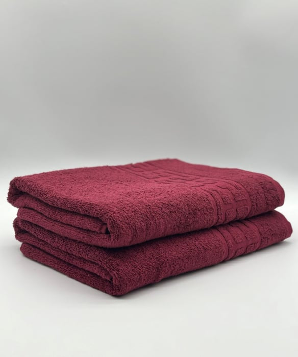 Set 2 Prosoape Bumbac 500 gr/mp, 70x130 cm, Dunga Greceasca, Grena C1198