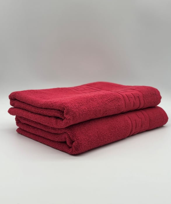 Set 2 Prosoape Bumbac 500 gr/mp, 70x130 cm, Dunga Greceasca, Rosu C1199