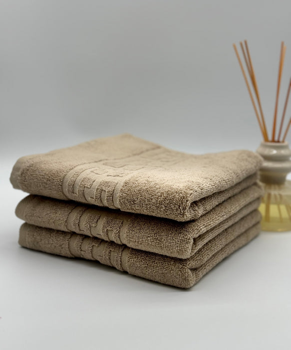 Set 3 Prosoape Bumbac 500 gr/mp, 50x90 cm, Dunga Greceasca, Bej C1150