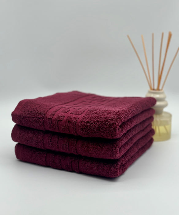 Set 3 Prosoape Bumbac 500 gr/mp, 50x90 cm, Dunga Greceasca, Grena C1130
