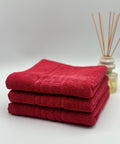 Set 3 Prosoape Bumbac 500 gr/mp, 50x90 cm, Dunga Greceasca, Rosu C1135