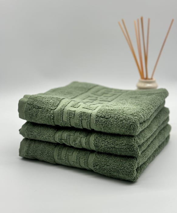 Set 3 Prosoape Bumbac 500 gr/mp, 50x90 cm, Dunga Greceasca, Verde Kaki C1146
