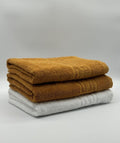 Set 3 Prosoape Bumbac 500 gr/mp, 70x130 cm, Dunga Greceasca, Alb/Galben Mustar C1208
