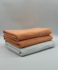 Set 3 Prosoape Bumbac 500 gr/mp, 70x130 cm, Dunga Greceasca, Alb/Portocaliu C1211