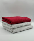 Set 3 Prosoape Bumbac 500 gr/mp, 70x130 cm, Dunga Greceasca, Alb/Rosu C1213