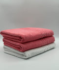 Set 3 Prosoape Bumbac 500 gr/mp, 70x130 cm, Dunga Greceasca, Alb/Roz C1209
