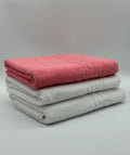 Set 3 Prosoape Bumbac 500 gr/mp, 70x130 cm, Dunga Greceasca, Alb/Roz C1210