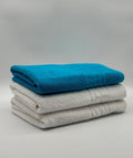 Set 3 Prosoape Bumbac 500 gr/mp, 70x130 cm, Dunga Greceasca, Alb/Turcoaz C1220