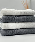 Set 4 Prosoape Bumbac 500 gr/mp, 50x90 cm, Dunga Greceasca, Gri/Alb C1122