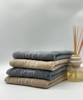 Set 4 Prosoape Bumbac 500 gr/mp, 50x90 cm, Dunga Greceasca, Gri/Bej C1181