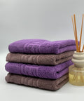 Set 4 Prosoape Bumbac 500 gr/mp, 50x90 cm, Dunga Greceasca, Maro/Mov C1183