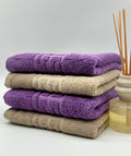 Set 4 Prosoape Bumbac 500 gr/mp, 50x90 cm, Dunga Greceasca, Mov/Bej C1170