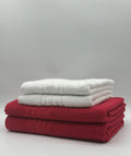 Set 4 Prosoape Bumbac 500 gr/mp, Dunga Greceasca, Alb/Rosu C1239