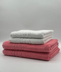 Set 4 Prosoape Bumbac 500 gr/mp, Dunga Greceasca, Alb/Roz C1236