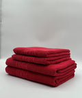 Set 4 Prosoape Bumbac 500 gr/mp, Dunga Greceasca, Rosu C1223