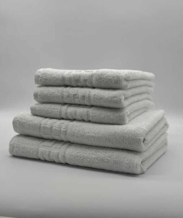 Set 5 Prosoape Bumbac 500 gr/mp, Dunga Greceasca, Alb C1230