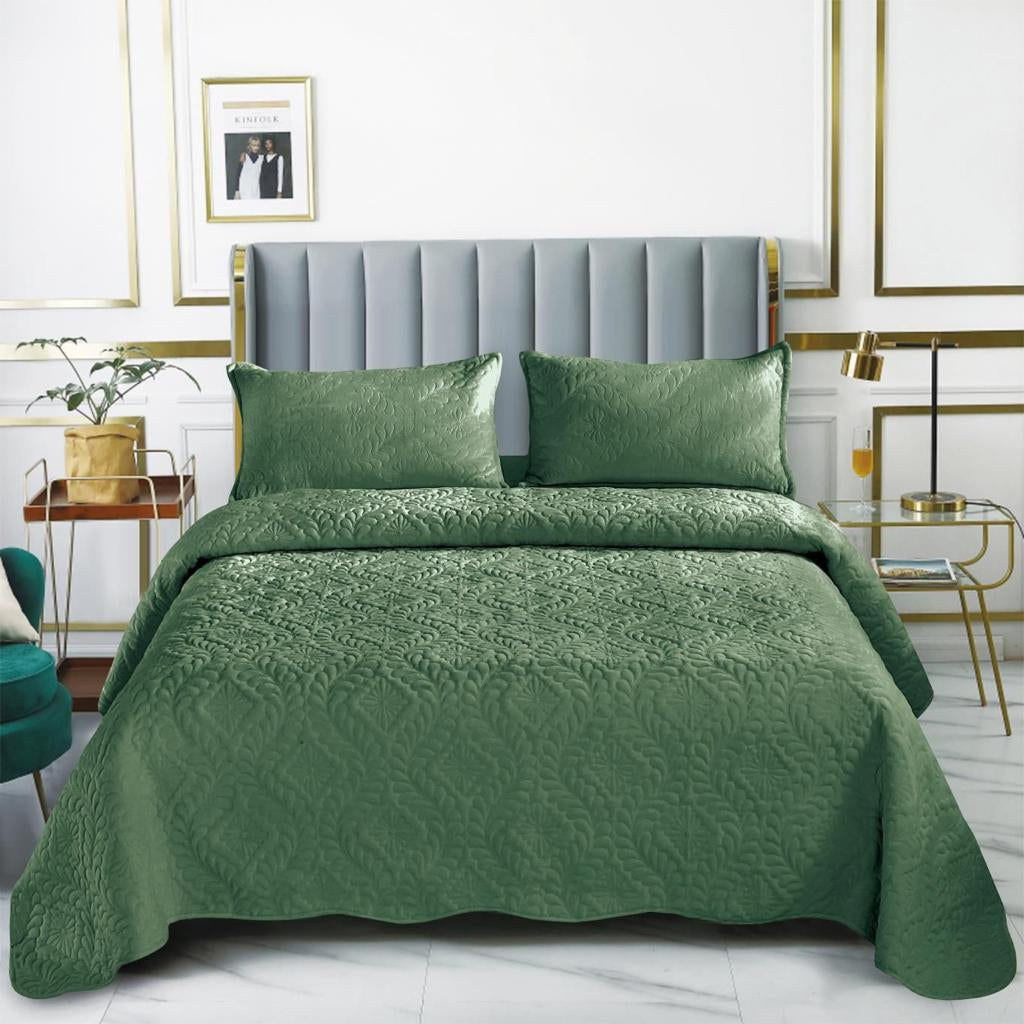 Set cuvertura pat , catifea , matlasata , 3 piese , 220x240cm , C1288