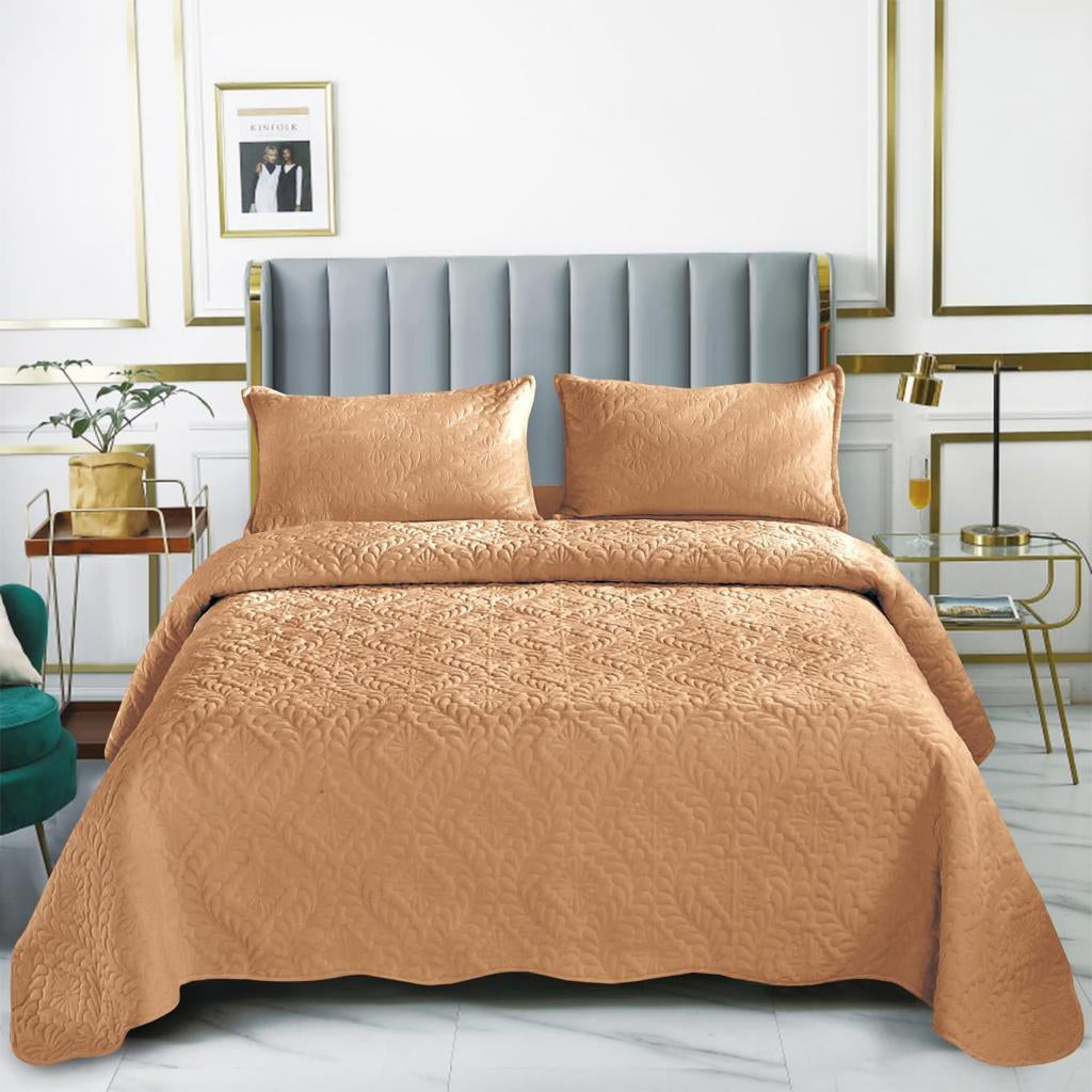 Set cuvertura pat , catifea , matlasata , 3 piese , 220x240cm , C1290