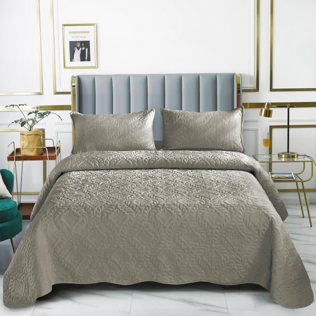 Set cuvertura pat , catifea , matlasata , 3 piese , 220x240cm ,C1292