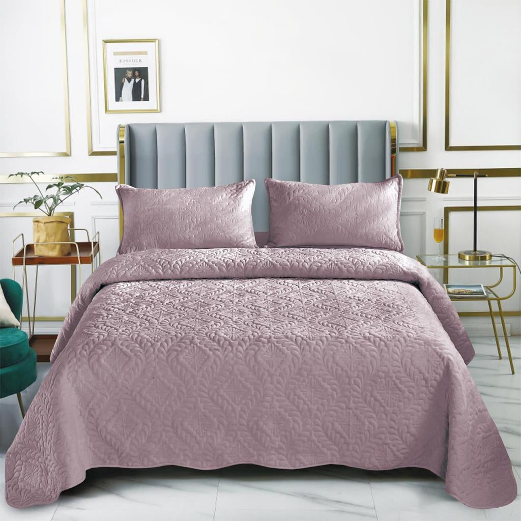 Set cuvertura pat , catifea , matlasata , 3 piese , 220x240cm ,C1293